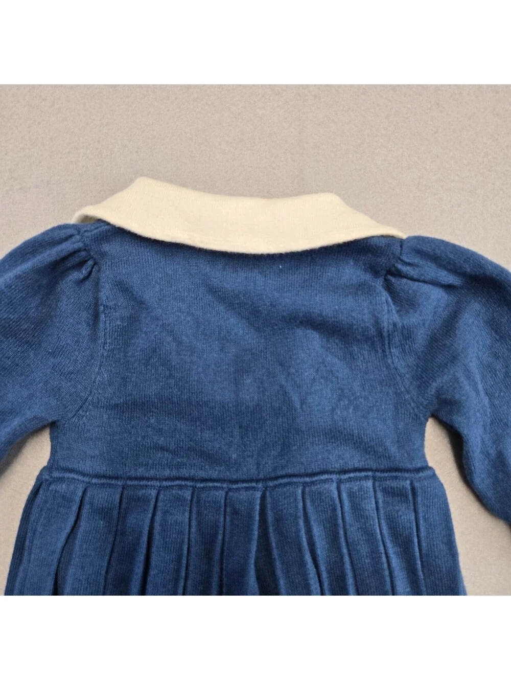 Cygnet Living Pleated Knit Dress Girls 12M Navy Cream Cotton Cashmere Blend NWOT